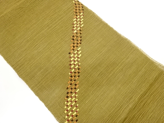 JAPANESE NAGOYA OBI FOR SUMMER / TSUMUGI / WOVEN ABSTRACT STRIPE